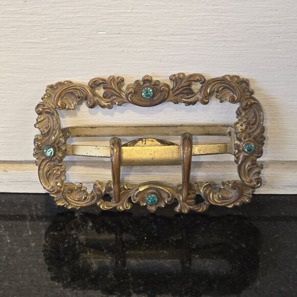 Fishel Nessler & co Jewelry - Antique Fishel Nessler Sash Buckle Art Nouveau Brass Jeweled Victorian Edwardian